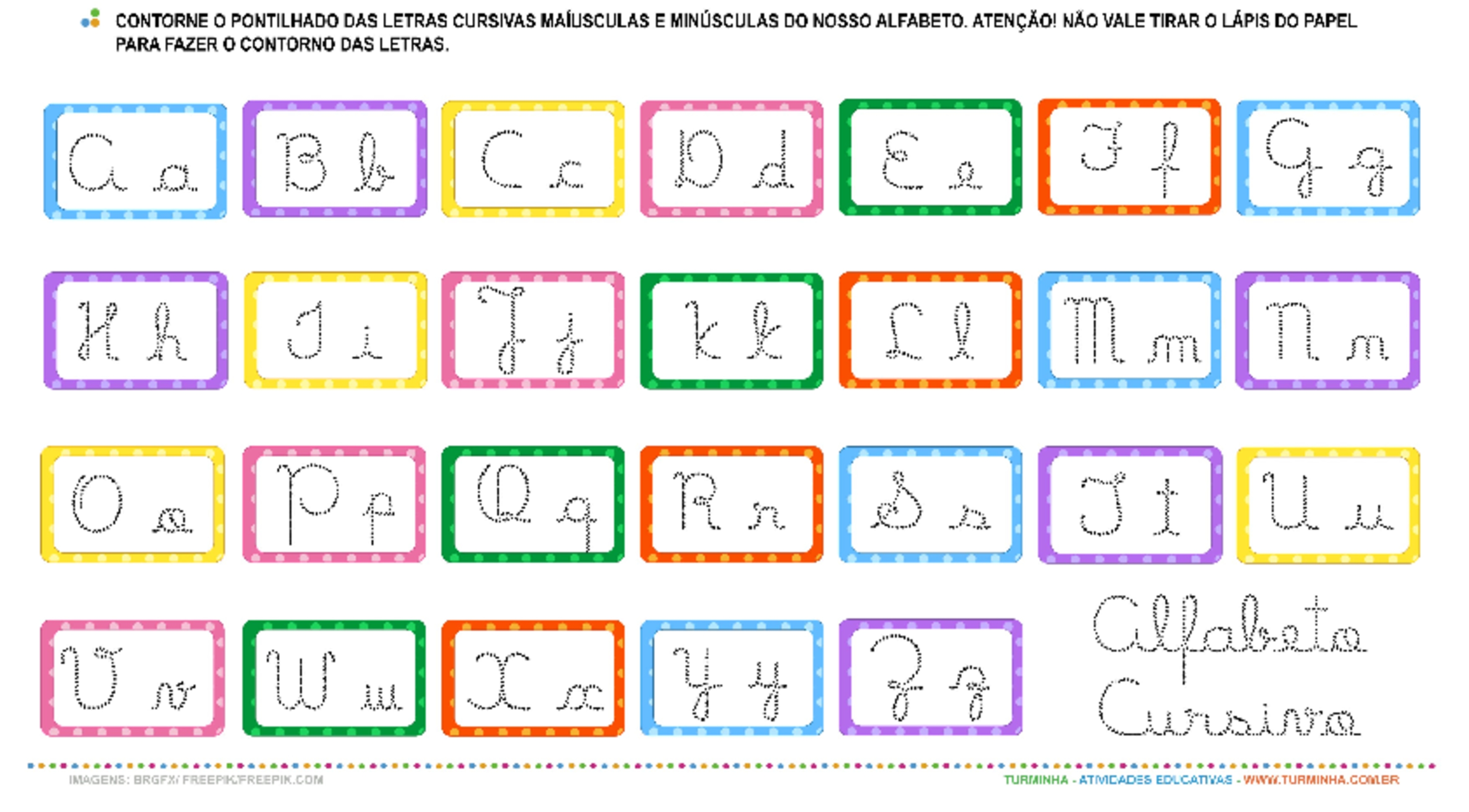 O Alfabeto Em Letra Cursiva Maiúscula E Minúscula Atividade Educativa Para Pré Escola 4 E 5 1277