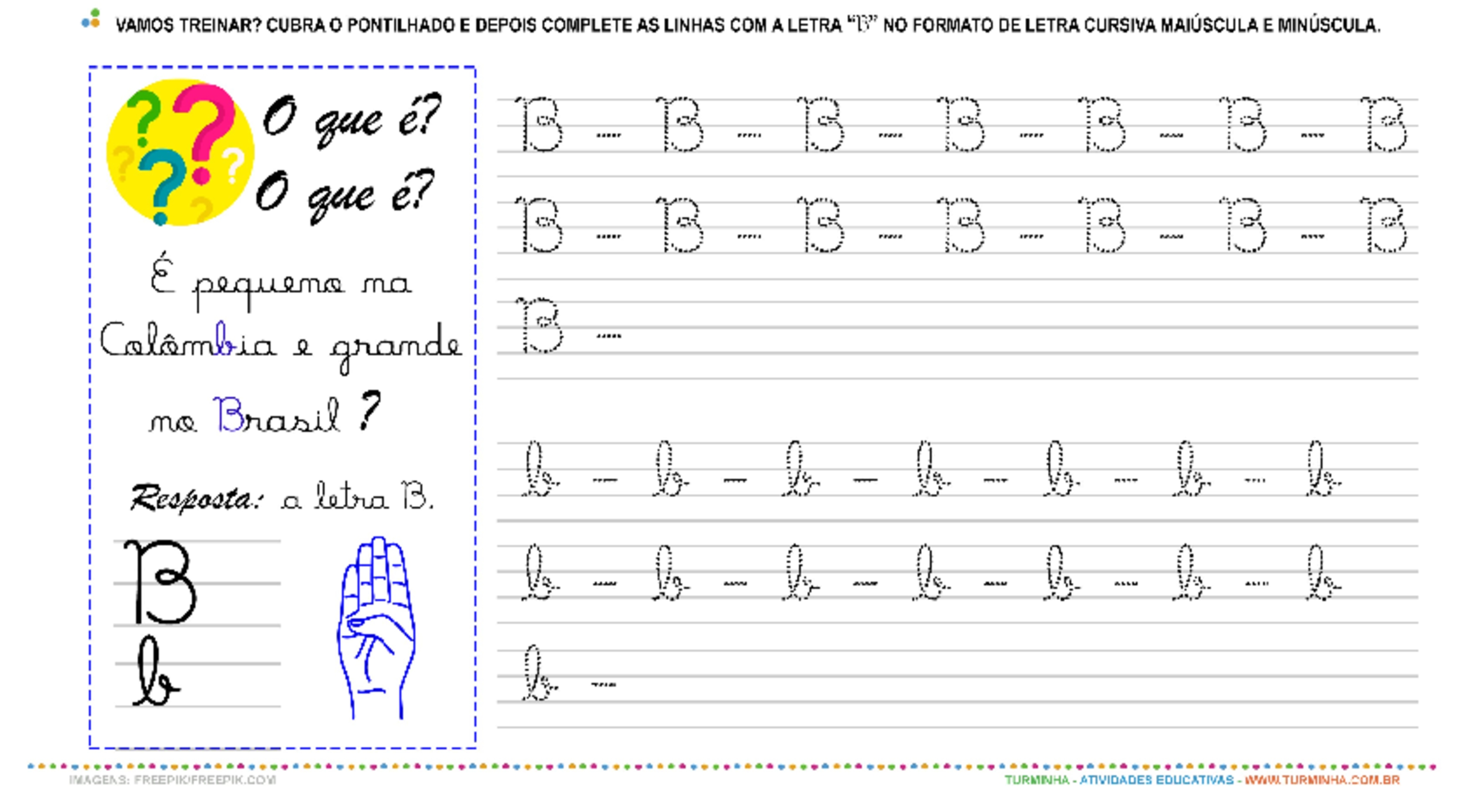 A Letra “B” Cursiva - Caligrafia - Atividade Educativa Para Pré-Escola ...