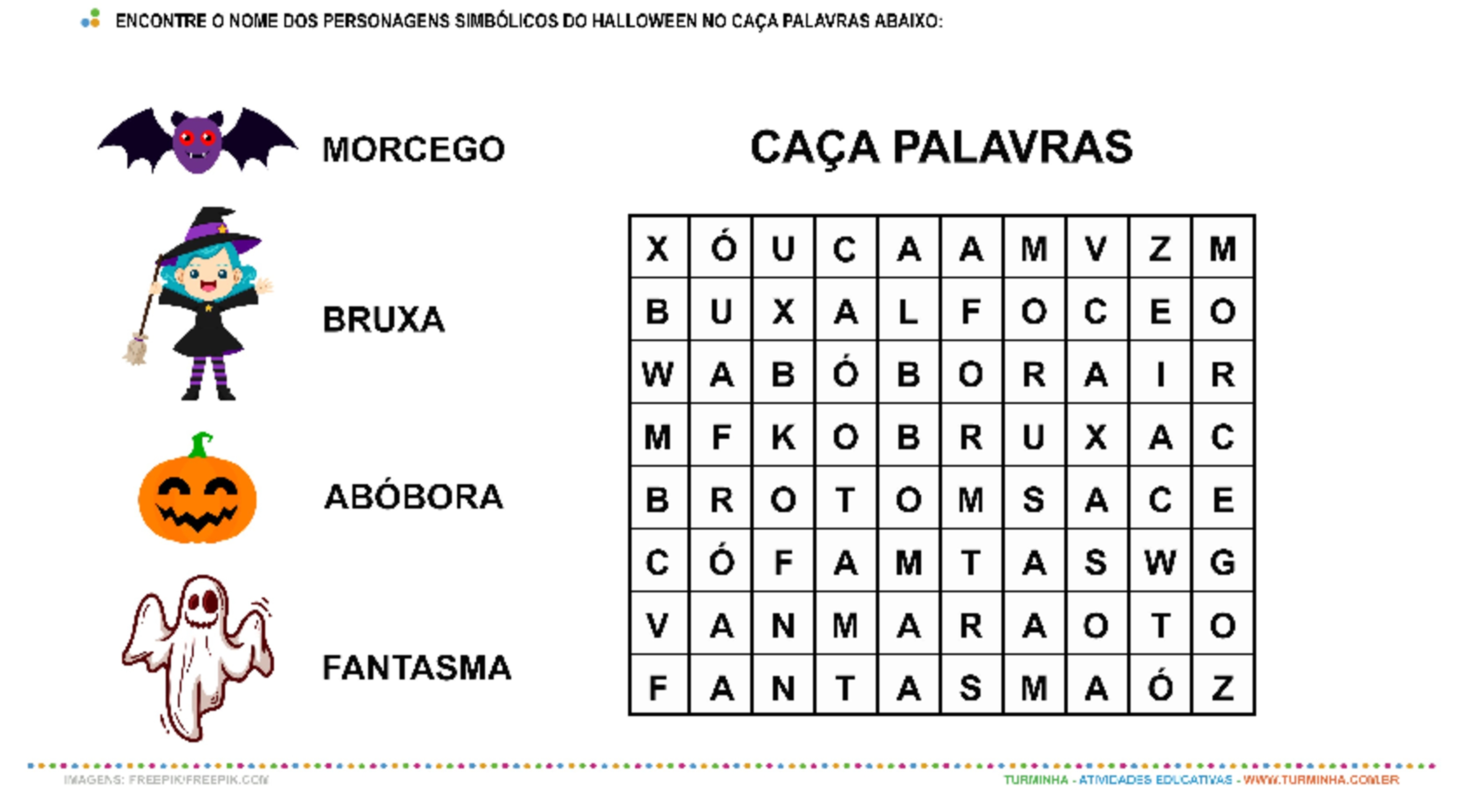 Caça-Palavras de Halloween - Atividade Educativa para Pré-Escola