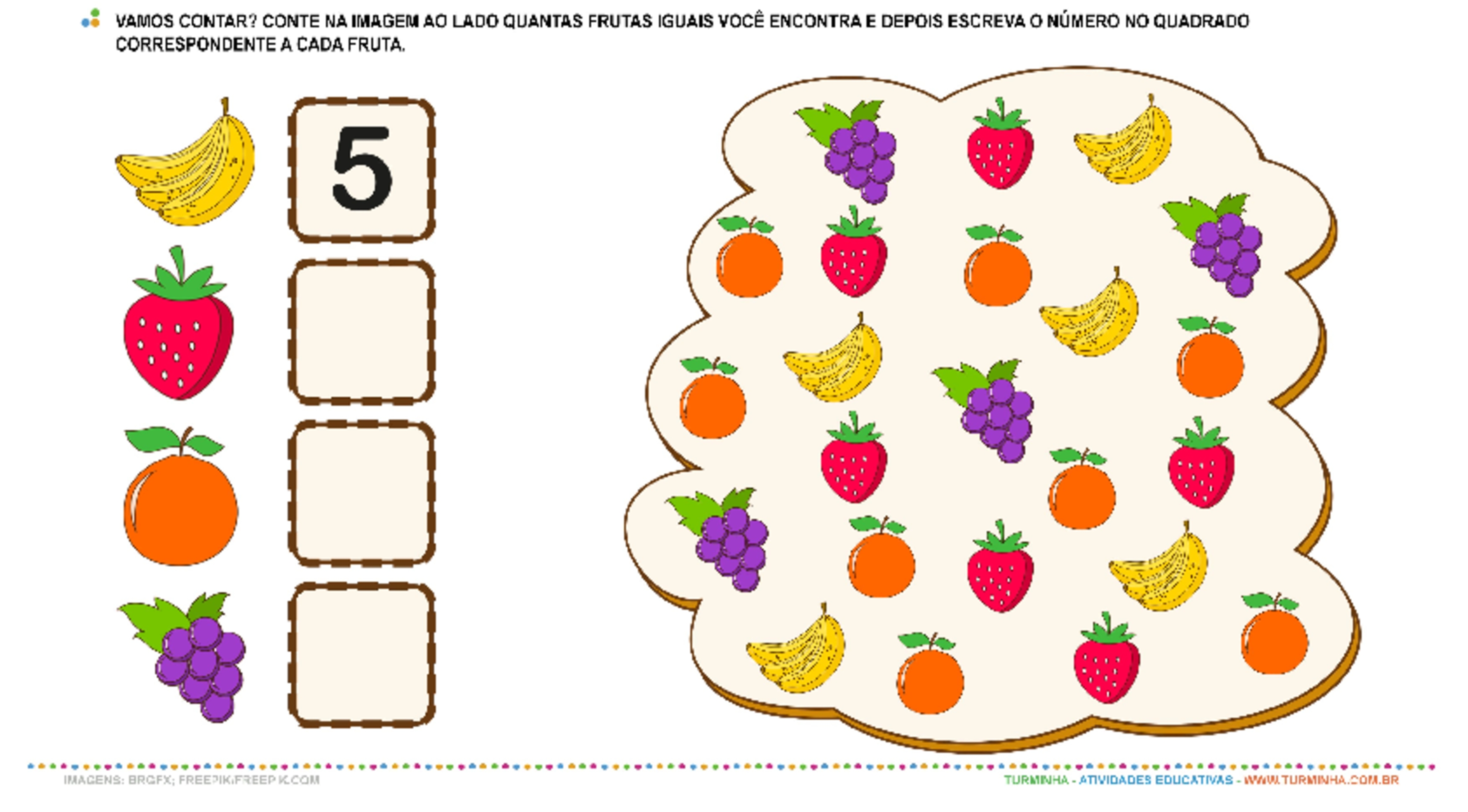 Desenho De Página Para Colorir Ilustração Desafio Contagem Frutas
