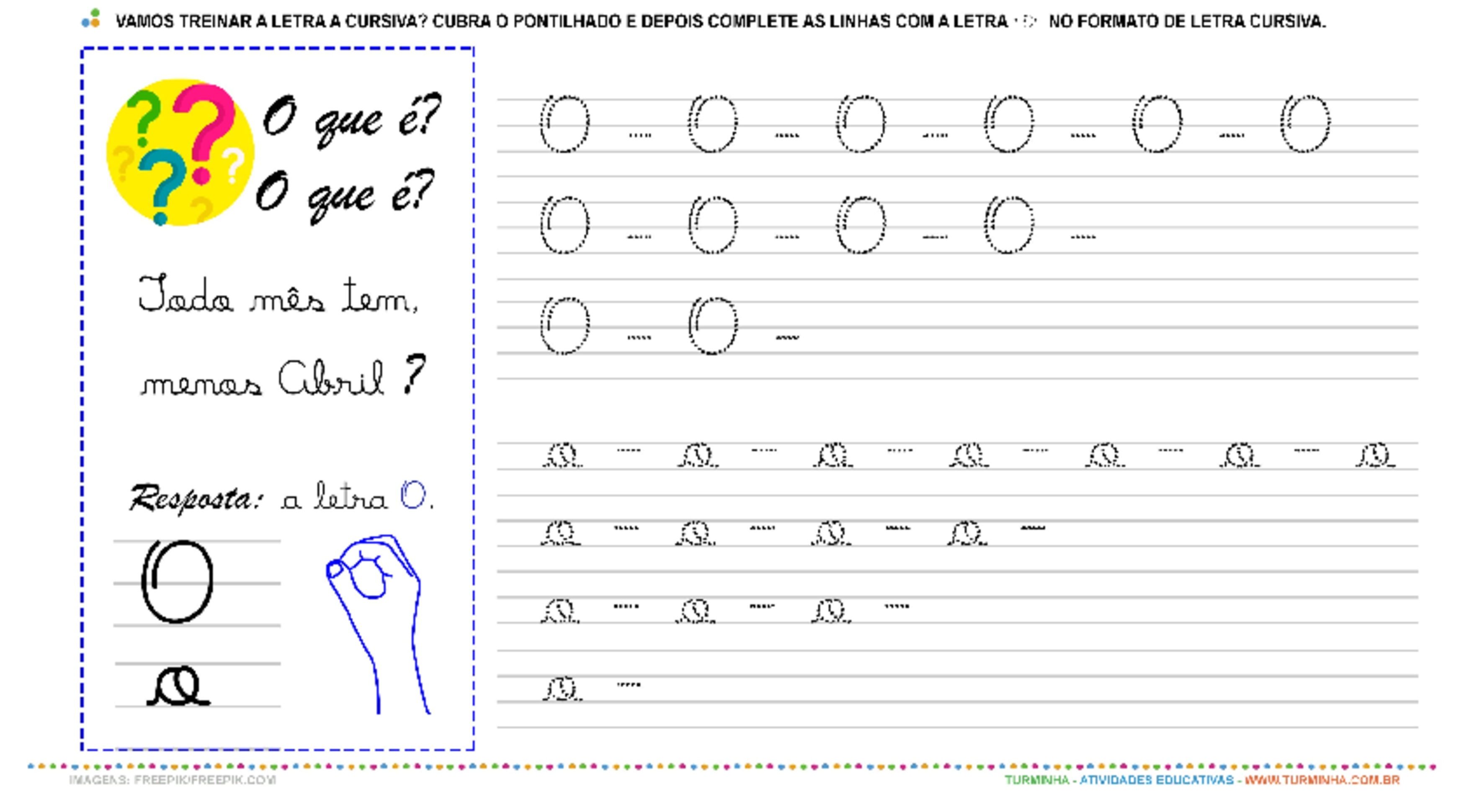 A Letra “o” Cursiva Caligrafia Atividade Educativa Para Pré Escola 4 E 5 Anos Turminha 4654