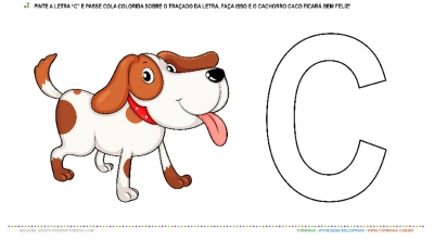 O Cachorro Caco e a letra “C” – Pintura e Colagem