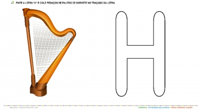 Harpa e a Letra “H” – Pintura e Colagem