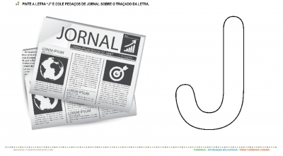 O Jornal e a letra “J” – Pintura e Colagem