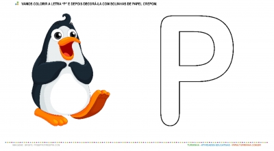O Pinguim e a Letra “P” – Pintura e colagem